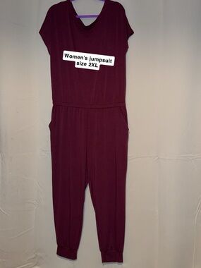 Universal Standard Burgundy Short-Sleeve Jumpsuit